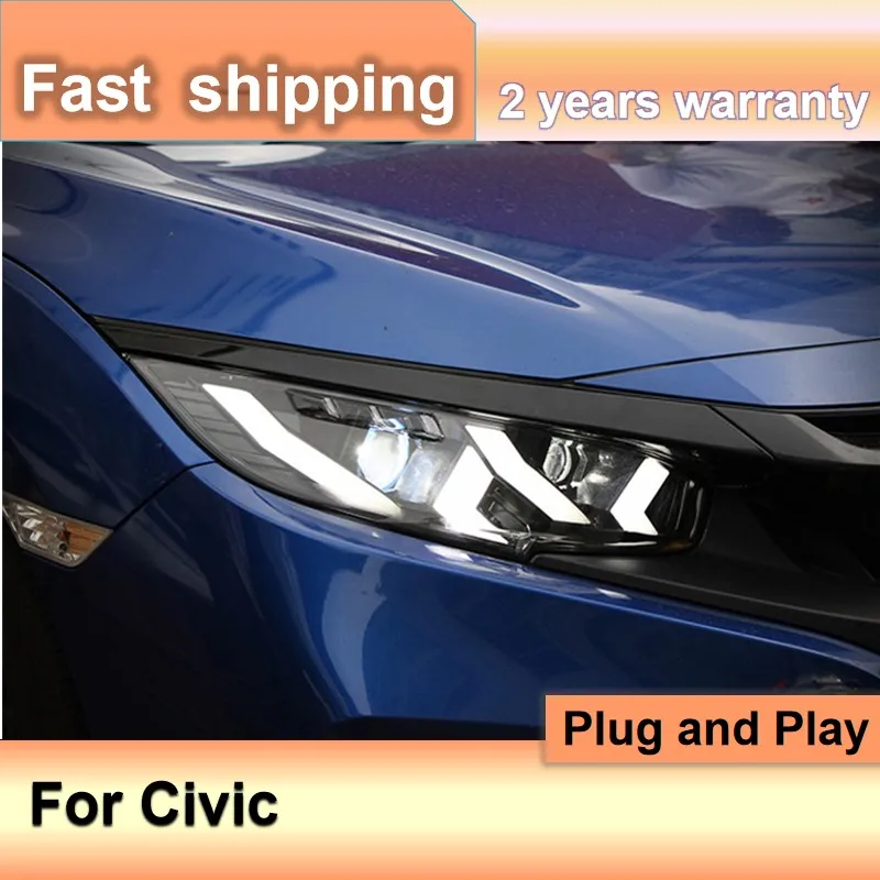 Car Accessories for Honda Civic Head Light 2016-2021 Civic G10 Head Lamp LED DRL Turn Signal High Beam Civic 10th Gen Headlight