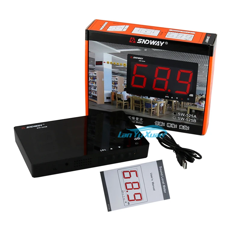 SNDWAY SW-525B 30 до 130 дБ большой ЖК децибел шумомер цифровой подвесной тип уровень