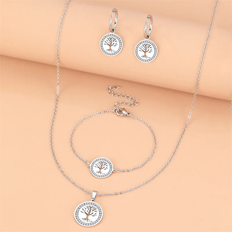 Комплект из колье серёг и браслета нержавеющей стали