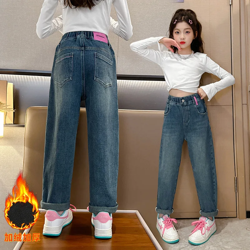 Джинсы для девочек &quotМолодежные штаны: Удобные джинсы выращивания одежды