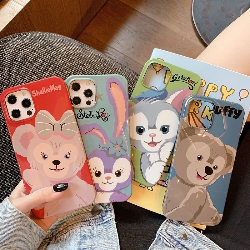 

INS Disney Duffy Bear Stellalou Cute Cartoon Phone Cases For iPhone 12 11 Pro Max XR XS MAX 8 X 7 Lady Girl Anti-drop Cover Gift