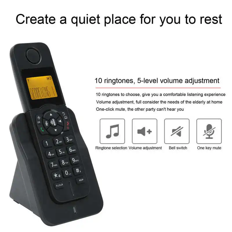 expandable cordless phone telephone with lcd display caller id hands free calls conference call 16 languages for office home free global shipping