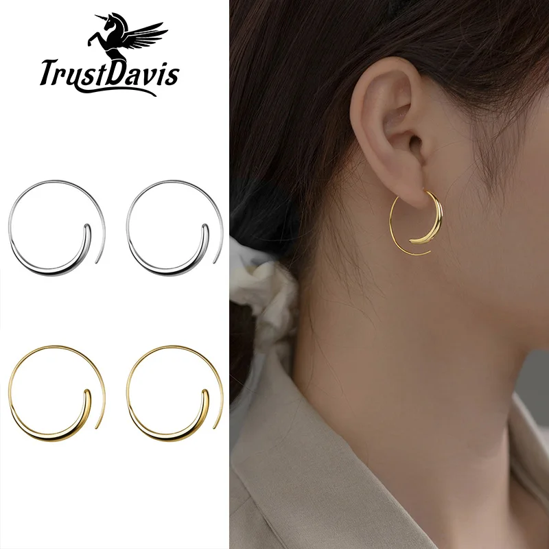 

TrustDavis Real 925 Sterling Silver Hoop Fashion Gothic Spiral Hoop Earrings For Women Dancing Party Fine 925 Jewelry DA3196