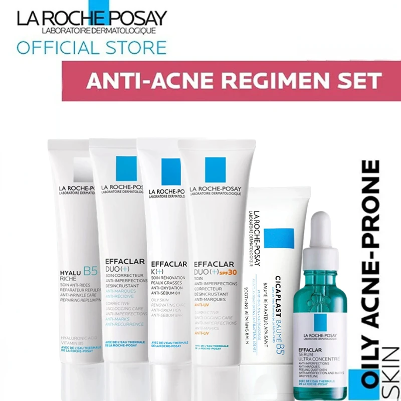 

4PCS La Roche Posay Anti Acne Set Original Duo+ K+ Effaclar Serum Cicaplast B5 Repair Cream Acne Remove and Skin Reapir Essence