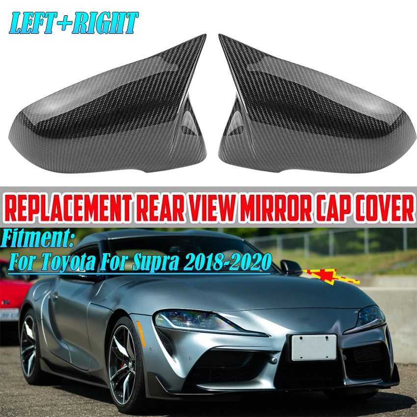 

2PCS For Toyota For Supra 2018 2019 2020 Car Rearview Mirror Cover Cap Door Side Wing Mirror Cover Accessories Carbon Fiber Look