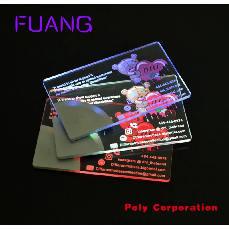 LINLI Good quality battery operated Invitation Card long lighting glow name card light up glow in dark business card