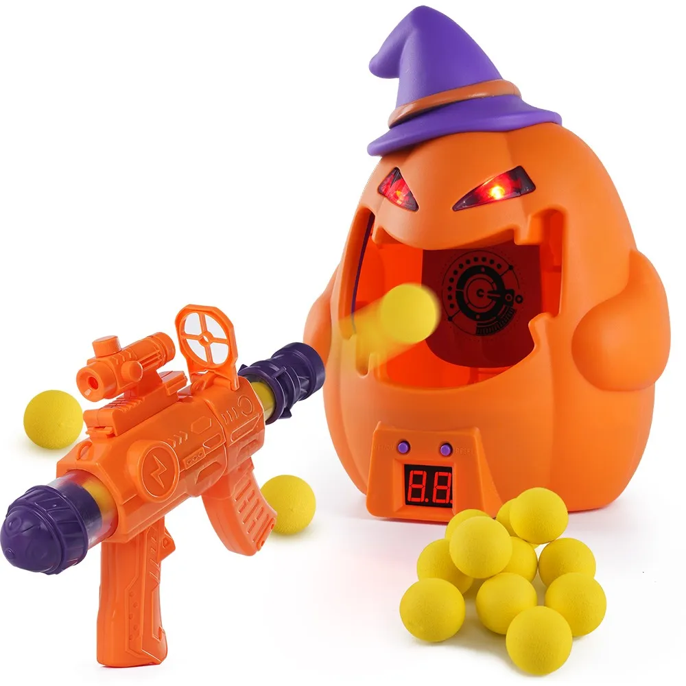 Toy for Kids Pumpkin Halloween Toys Ornament Shooting Sponge Balls With Light Electronic Scoring Party Game Target Shooting
