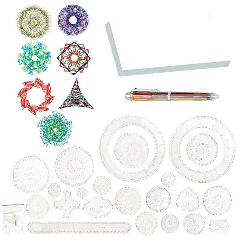 

Geometry Ruler Spiral Drawing Art Kit DIY Creative Design Set Drawing Tool Creation Education Templates Drawing Stationery