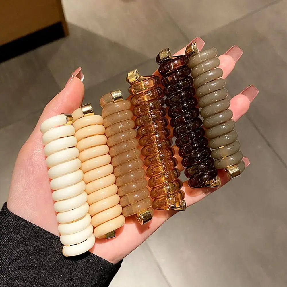 

Korean Elastic Transparent Telephone Line Hair Rope Scrunchies Women Rubber Plastic Hair Ties High Ponytail Holder
