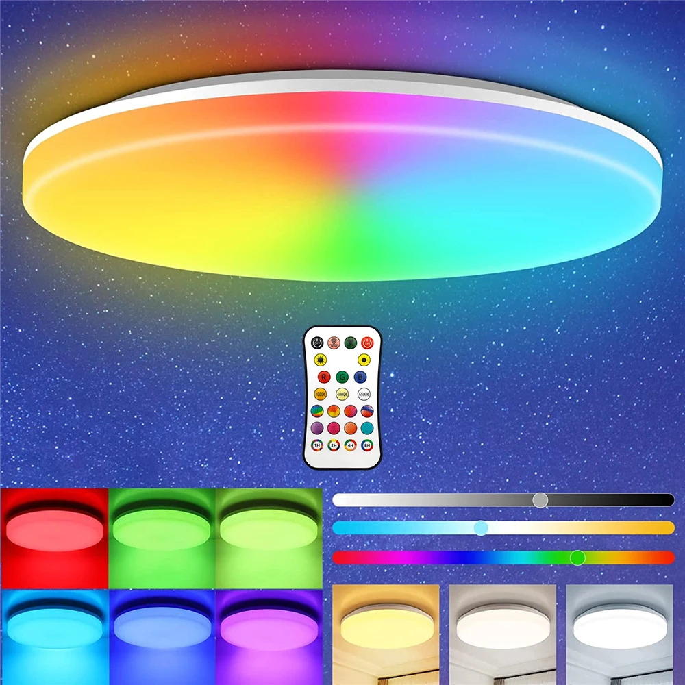 

Ceiling Lamps RGBCW Dimmable Smart Led Lights 110V 220V Home Ceiling Light for Indoor Party Background Lamplight Lighting Decor