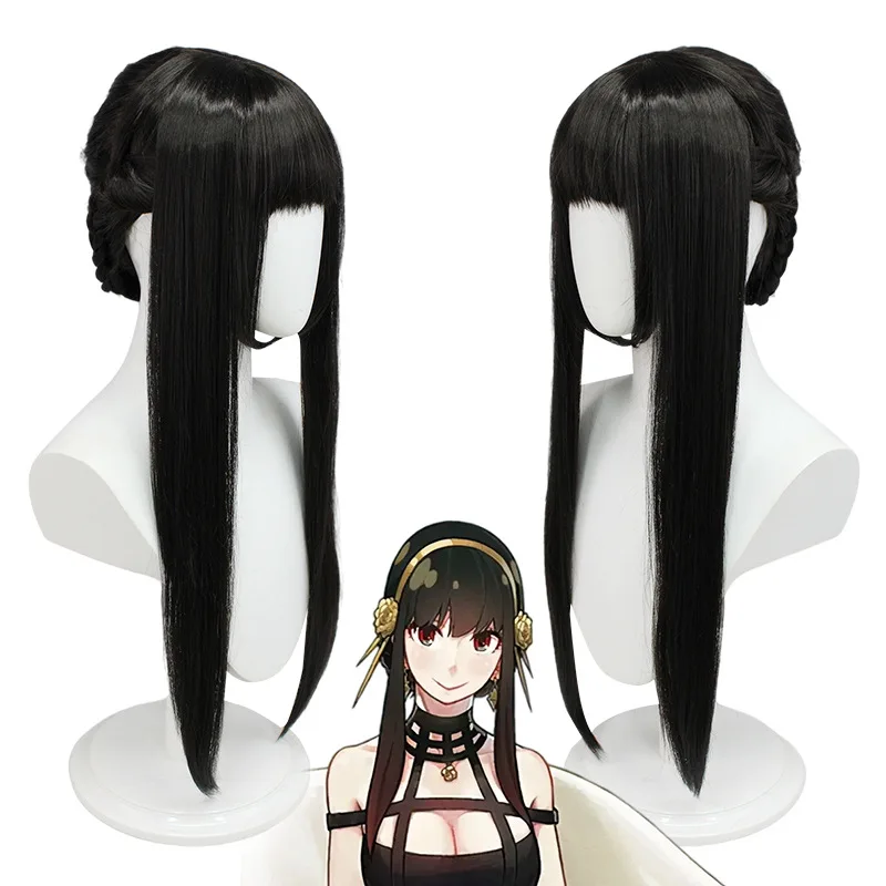 

Anime SPY×FAMILY Yor Forger Long Black Cosplay Wig Hair Heat Resistant Synthetic SPY FAMILY Halloween Role Play Wigs + Wig Cap