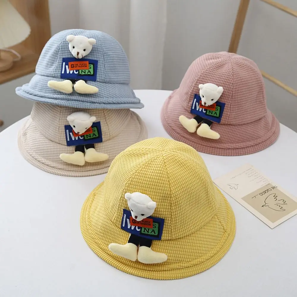 

New Autumn and Winter Cartoon 1-4 Years Old Baby Basin Hat Baby Thickened Fisherman's Hat Wide Eaves Children's Sun Hat