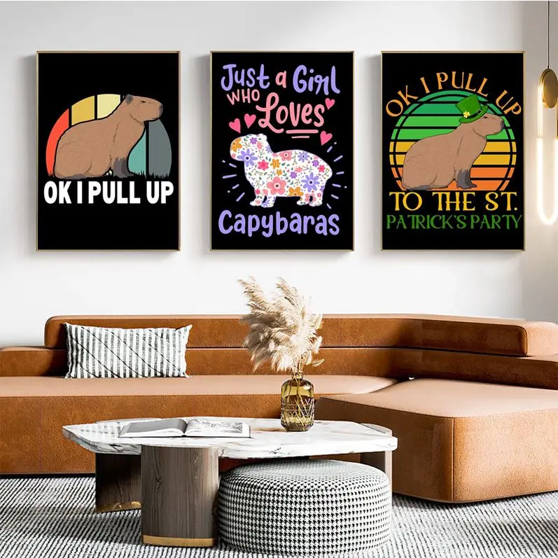 

Animal Capybara Anime Posters Sticky Whitepaper Prints Posters Artwork Home Decor