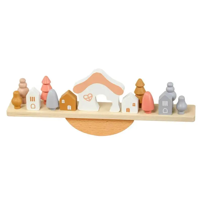 

Wooden Stacking Blocks Seesaw Toys Wooden Balance Toy Montessori Stress Release Game Safe Preschool Toys For Children Age 3