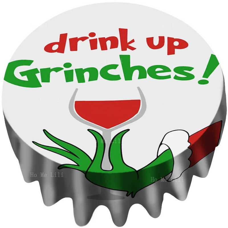 

The Green Monster Carries Red Wine Glasses For Christmas Decorations