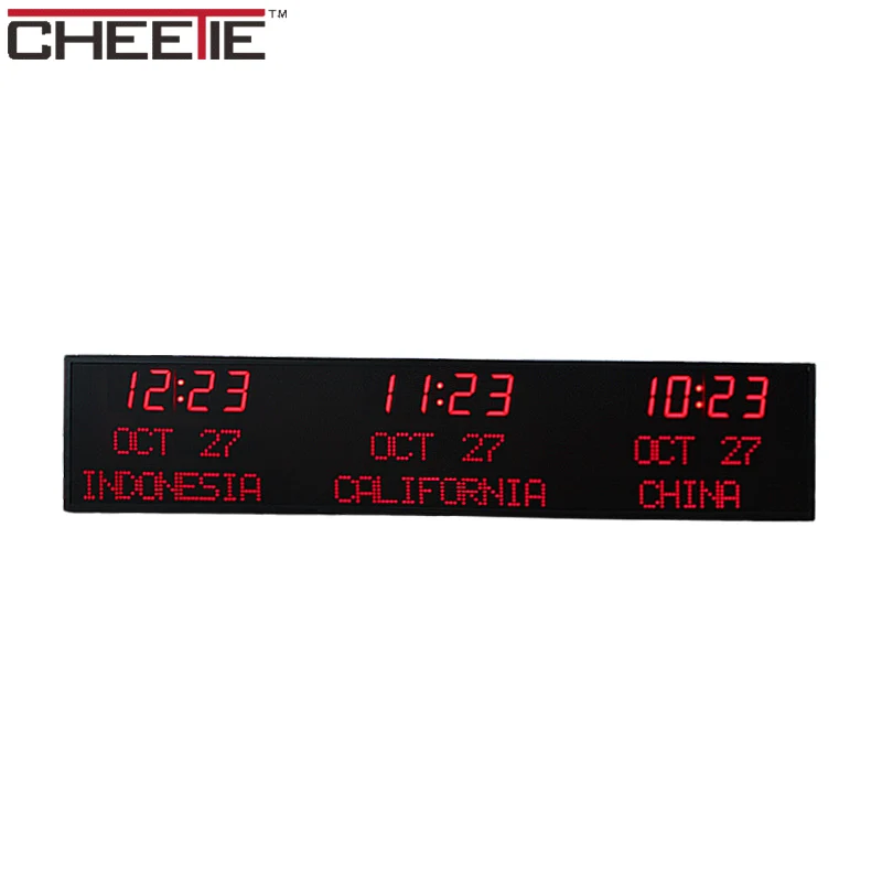 Фото Настенные цифровые LED-часы CP36 Precision с функцией отображения мирового времени и поддержкой нескольких часовых поясов №2