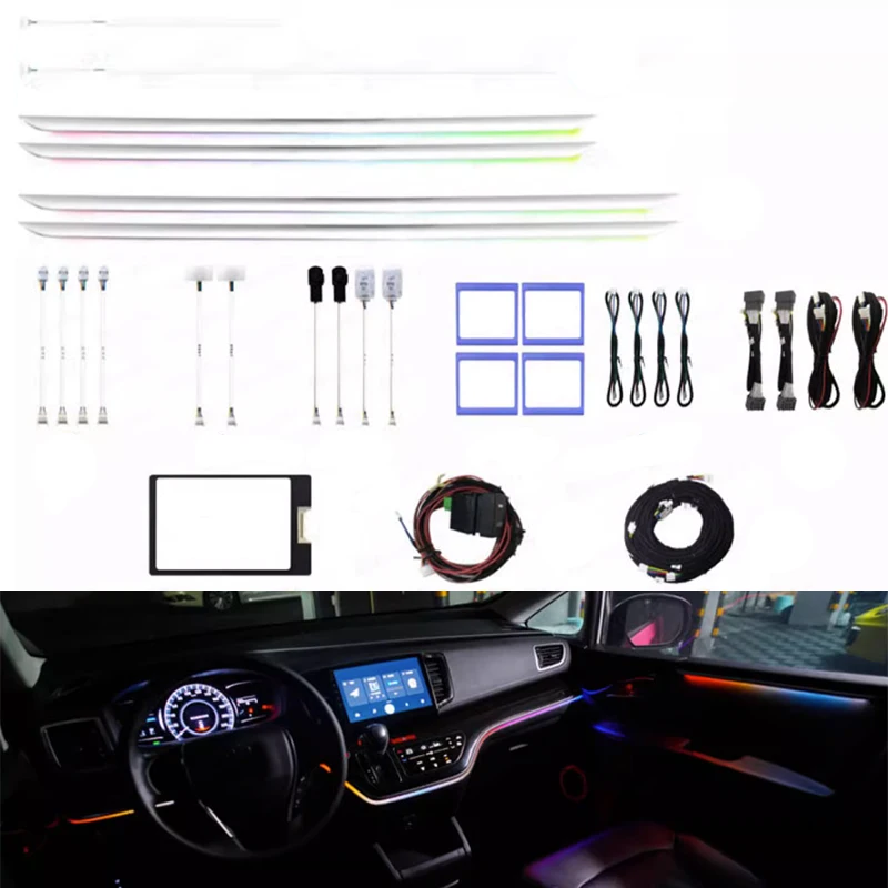 

Подходит для Honda Odyssey ELYSION 2015-2022 динамическая модель с гальваническим покрытием, динамические светодиодные фонари 16, 64 цвета, атмосферные фонари