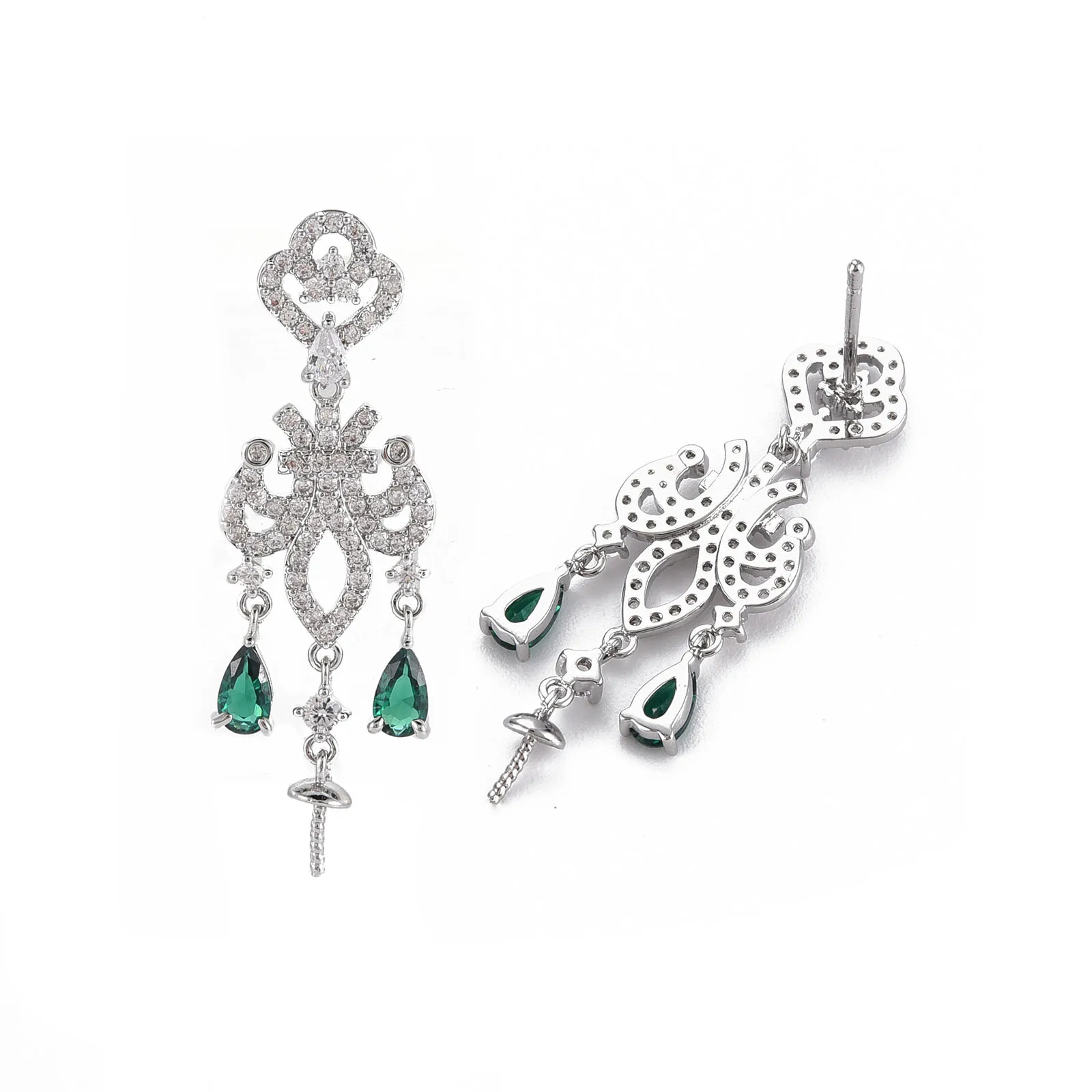 10 шт. латунные серьги-гвоздики с фианитом