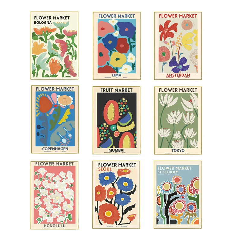 Цветочный магазин, плакаты и принты, Подарочный флорист, цветочный рынок, г. Тус, Токио, Копенгаген, Болонья, холст, живопись, картины, Декор