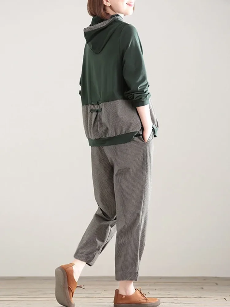 Женский повседневный комплект из 2 предметов пуловер с капюшоном и