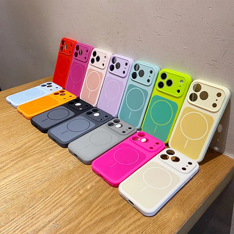 Фото Цветной силиконовый чехол с технологией Color Blocking для Magsafe, совместимый с iPhone 18, 17, 16, 15, 14, 13 Pro Max, с магнитной беспроводной зарядкой, ударопрочный. №3