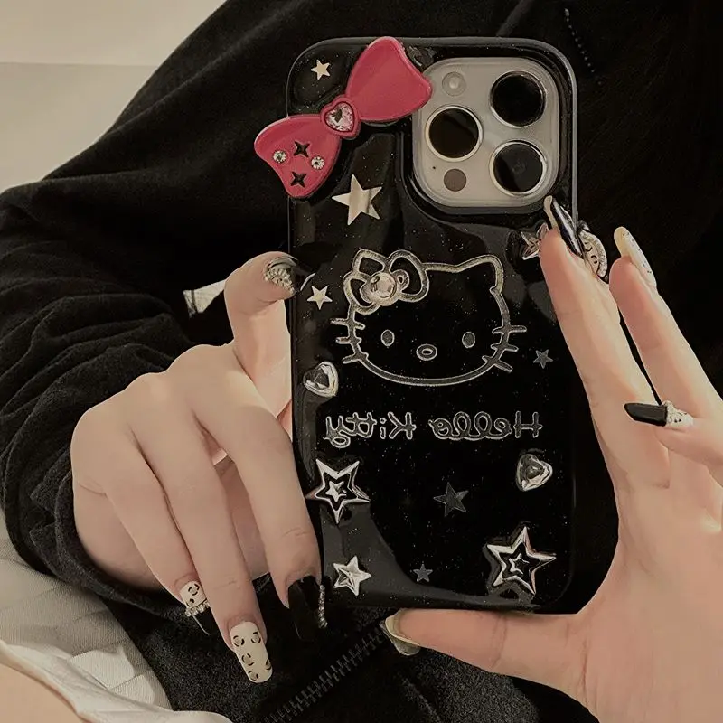 

Sanrio аниме Kawaii Hello Kitty Новый чехол для телефона IPhone 15 14 13 12 Pro Max Mini милый мультяшный противоударный чехол подарки для девочек