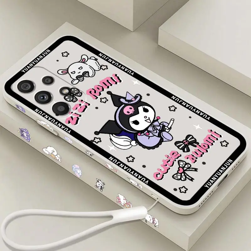 

Kulomi Sanrio Melody Luxury Phone Case For Samsung Note 20 10 A54 A31 A14 A03 A22 A34 A04 A24 Ultra Plus 5G Liquid Left Rope
