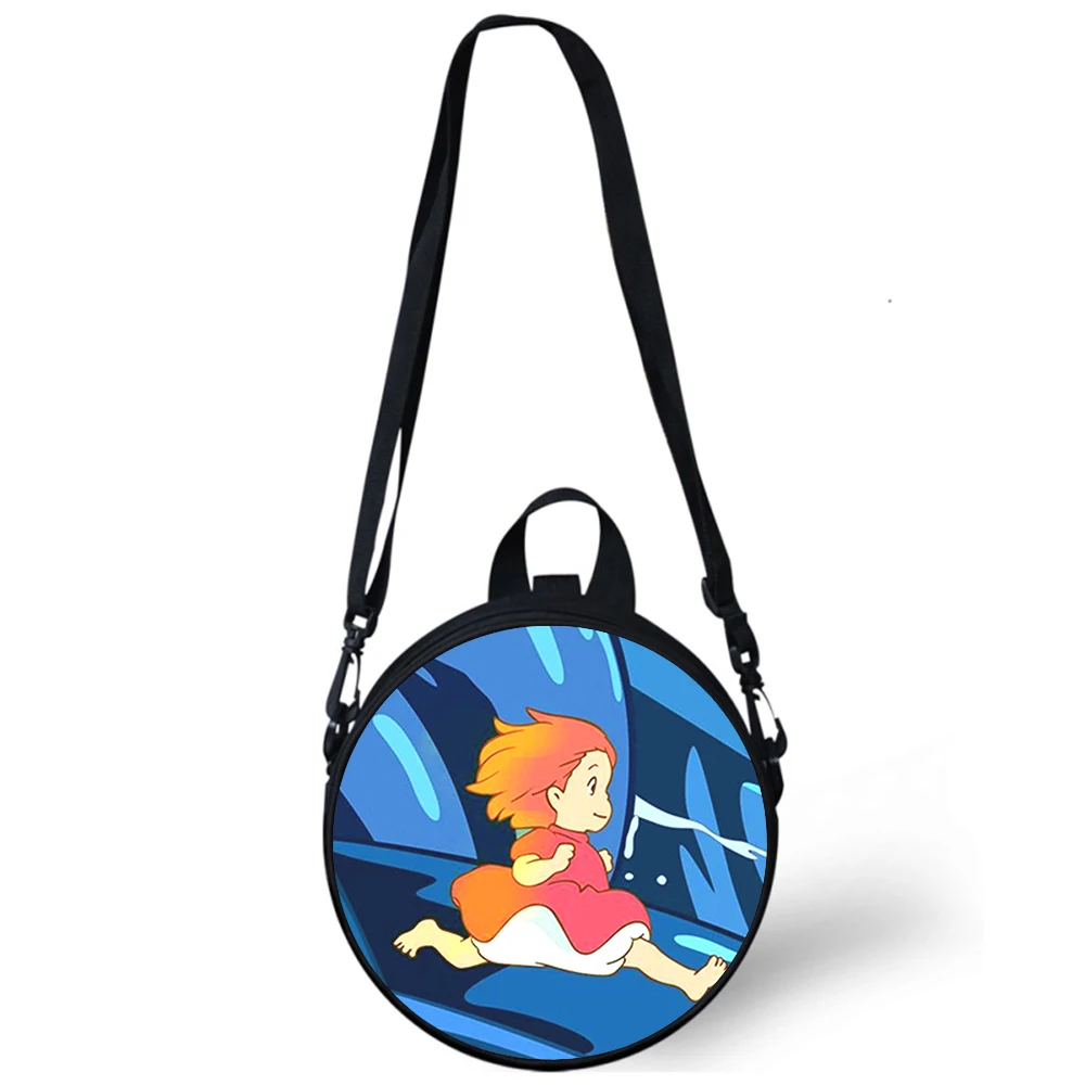 Ponyo on the Cliff anime Child kindergarten Bag 3D Print Crossbody Shoulder Bags For School Women Mini Round Bagpacks Rugtas Bag