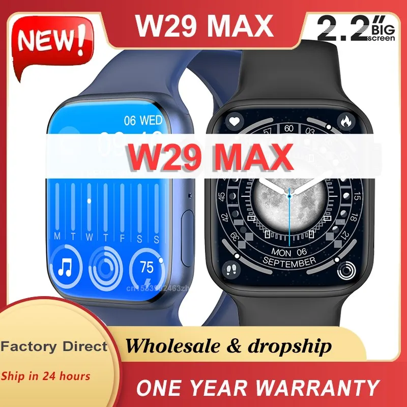 

Original W29 Max Smart Watch Series 9 NFC Body Temperature Monitor Real Feel Game GPS Tracker Bluetooth Call iwo Smartwatch