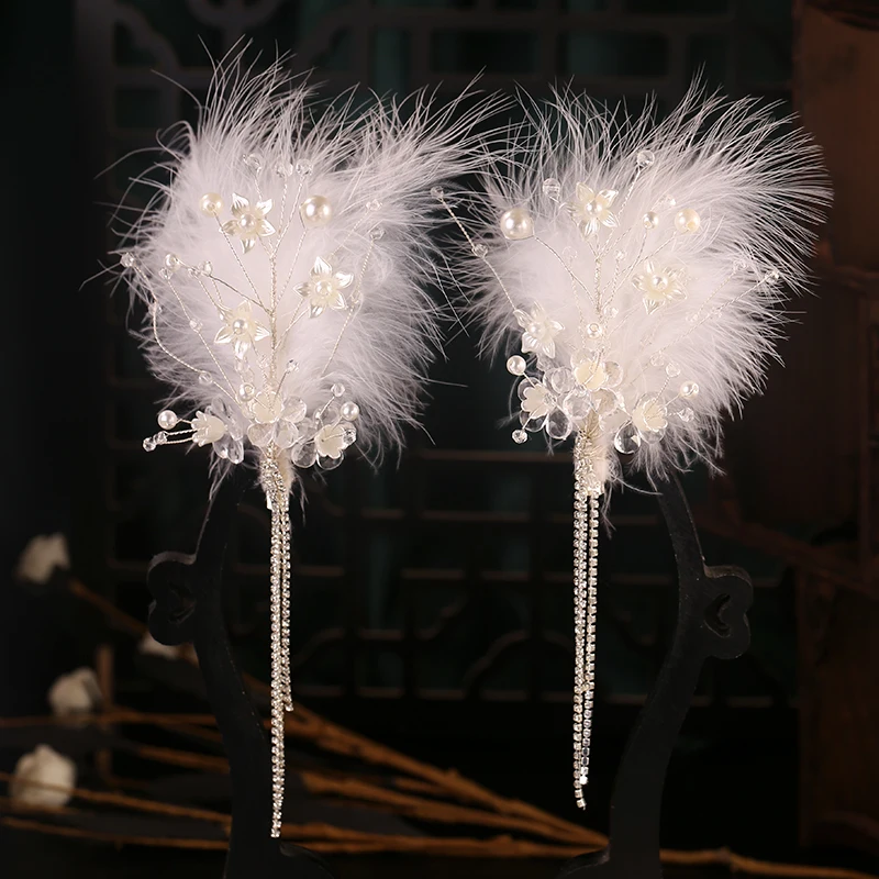 Супер фея головной убор с перьями антикварная заколка для девочек Hanfu аксессуары