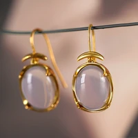 hot sell korean fashion oval shape crystal earring cubic zirconia stone gold hoop earrings for women girls party jewelry
