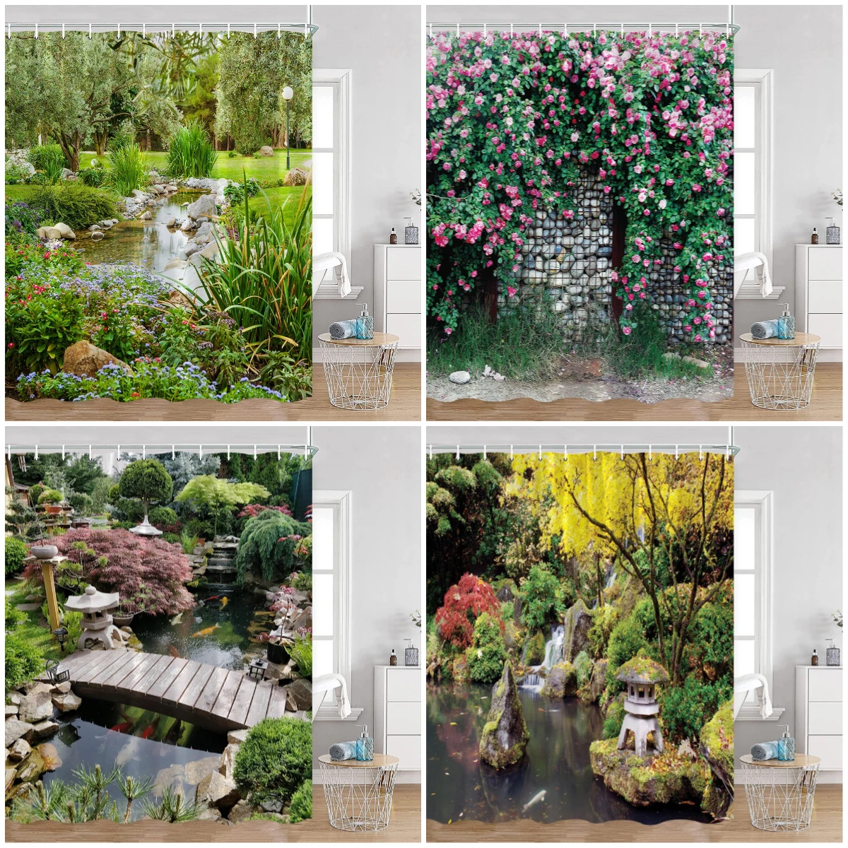 Садовая занавеска для душа натуральный ландшафт декоративная Штора ванной из