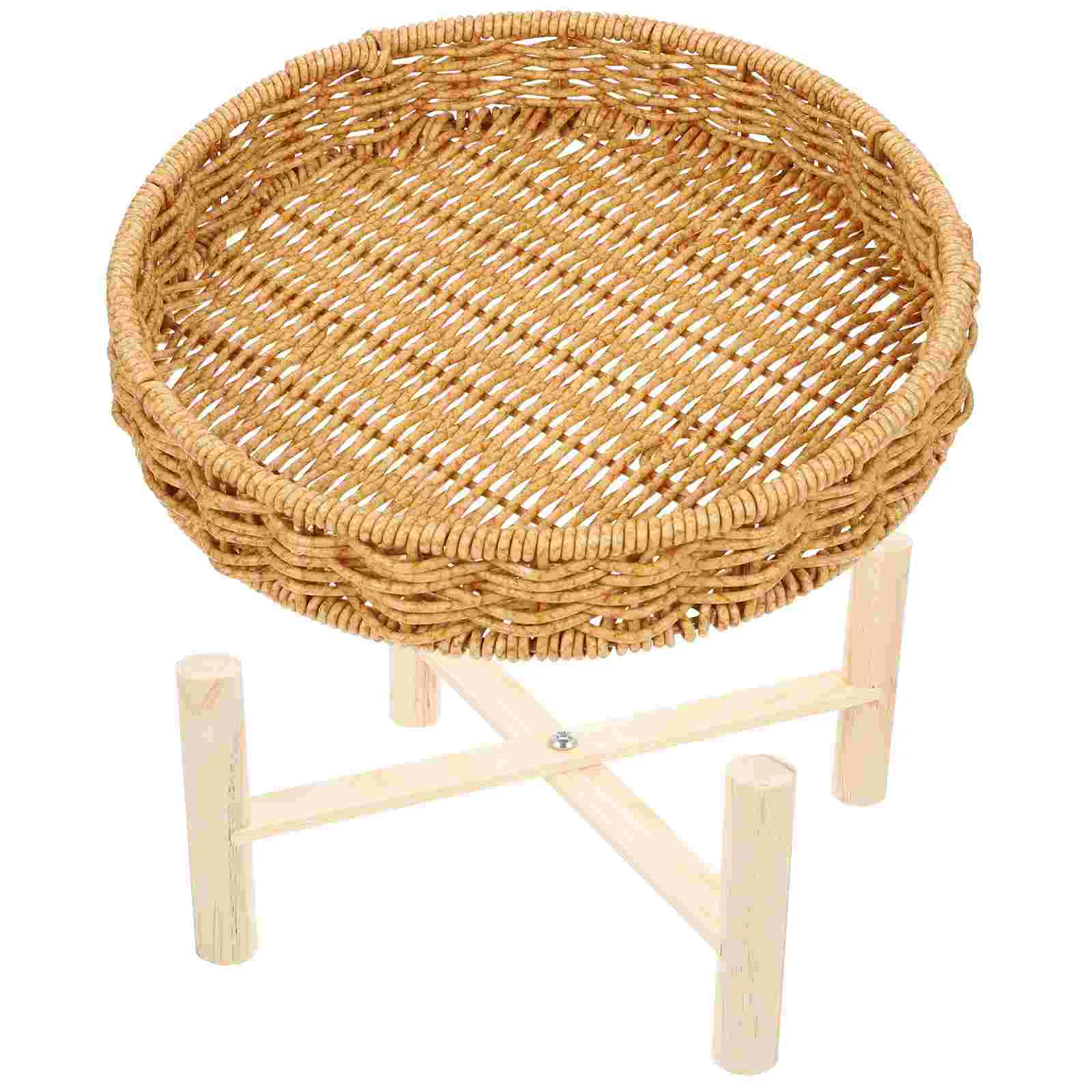 

Tray Basket Serving Fruit Bread Woven Candy Wicker Rattan Snack Storage Table Bowls Round Coffee Trays Baskets Decorative Pantry