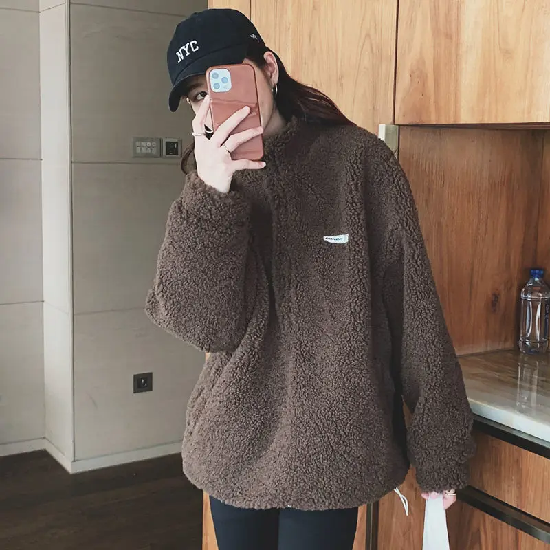 Женское зимнее пальто из овечьей шерсти модель 2022 года полумолния