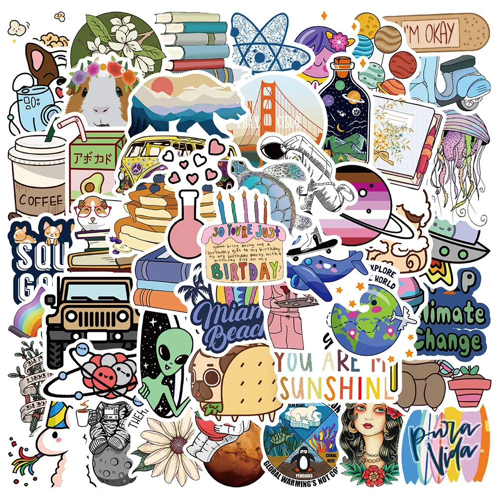 

10/30/50PCS Colorful Vsco Stickers Hydro Flask Water Bottle Vinyl Decals for DIY Laptop Cute Trendy Aesthetic Teen Girls Sticker