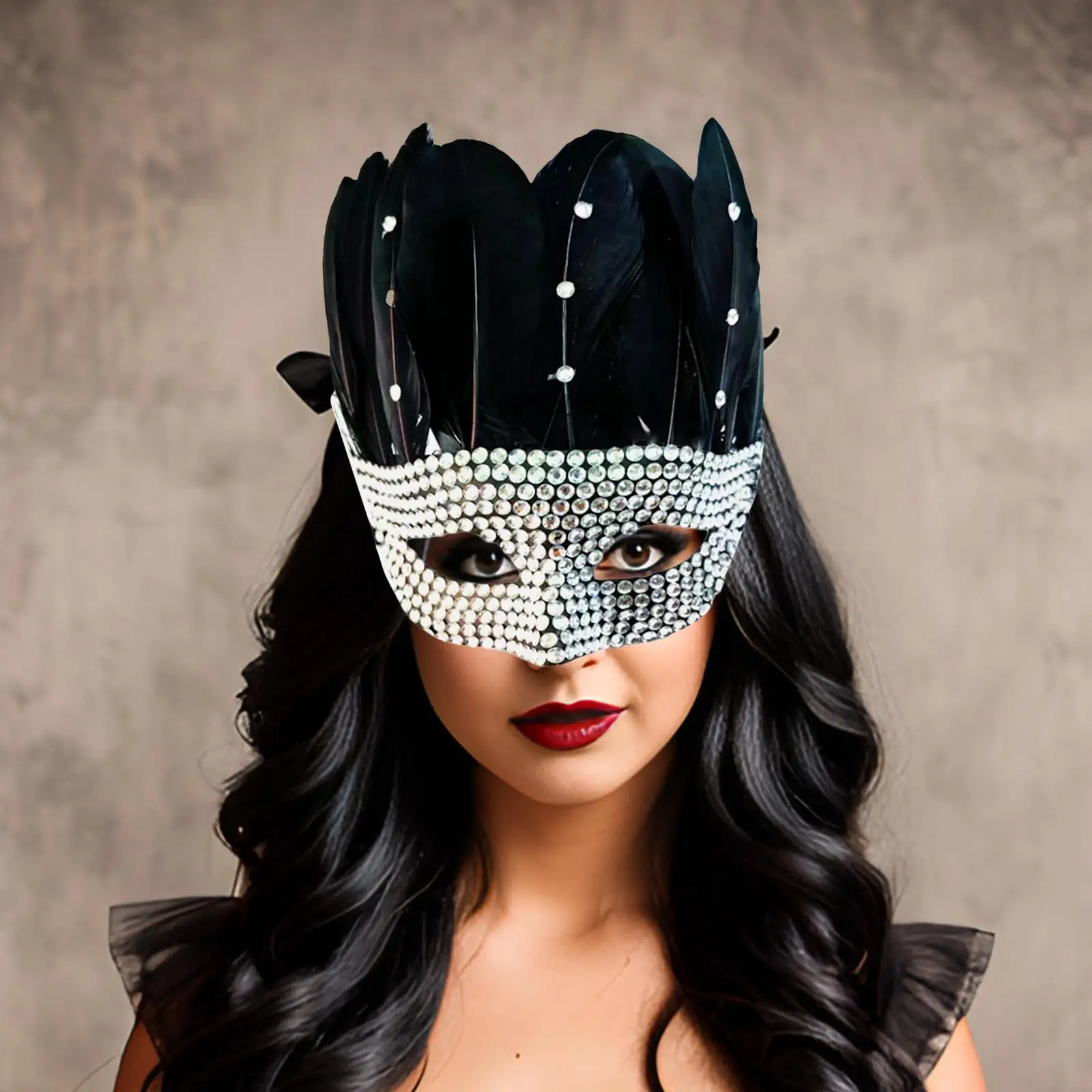 

Стильная Роскошная полумаска принцессы с перьями для сцены