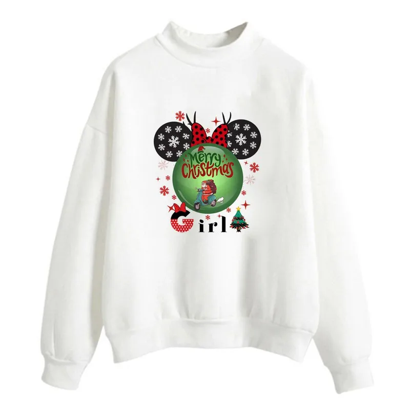 

Merry Christmas Minnie Girl Boy Daddy Mommy HoHo Funny Hoodies Women Fashion Sweatshirt Harajuku Hoody Female Pink White Clothes