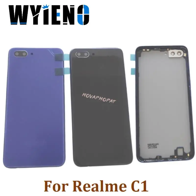 

Wyieno для Realme C1 Крышка батарейного отсека задняя крышка корпуса чехол задняя крышка со стеклянным объективом камеры и боковой кнопкой