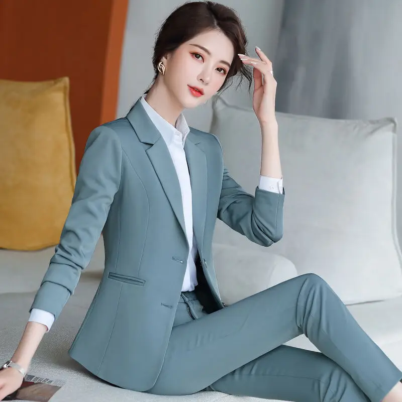 

2023 Spring Fashion Loose Suits for Women Office 2 Piece Set Chic Blazer and Pant Suits Ensemble Femme Conjunto Femenino E152