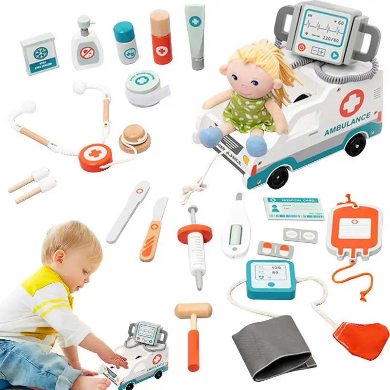 

Kids Doctor Kit Ambulance Series Pretend Play Game Preschool Wooden Early Educational Toy Montessori Role Play Toys For Learning