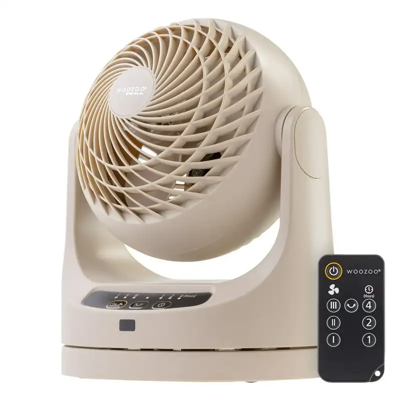 

WOOZOO 11 inch Oscillating Air Circulator Desktop Fan with Remote Control, Latte Handheld fan Folding fan Rechargeable fan Venti