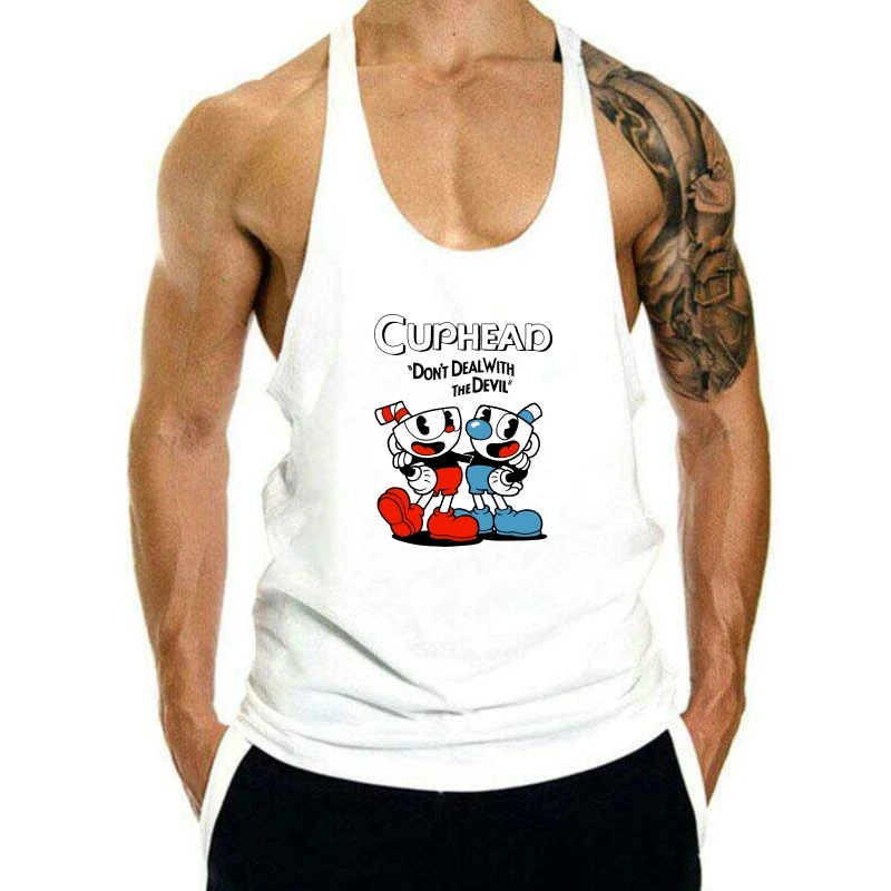 

2024 NEW Cuphead Don't Deal With The Devil Video Game Gray tank top men New! (2E1 sleeveless