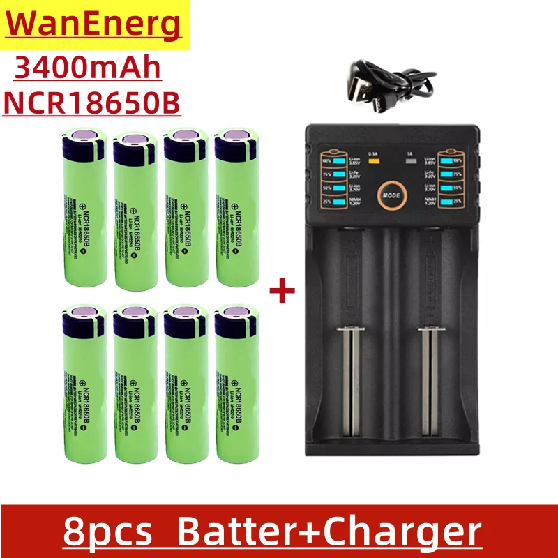 

100% Оригинальный импортный литиевый аккумулятор ncr18650b, перезаряжаемая батарея 34B 3,7 в 3400 мАч, подходит для фонарика/Портативного Принтера