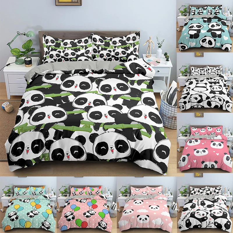 

Cartoon Panda Bedding Set for Boys Adults Kid Duvet Cover Bed Cover with Pillowcase Single Queen King Double 3pcs Bedclothes