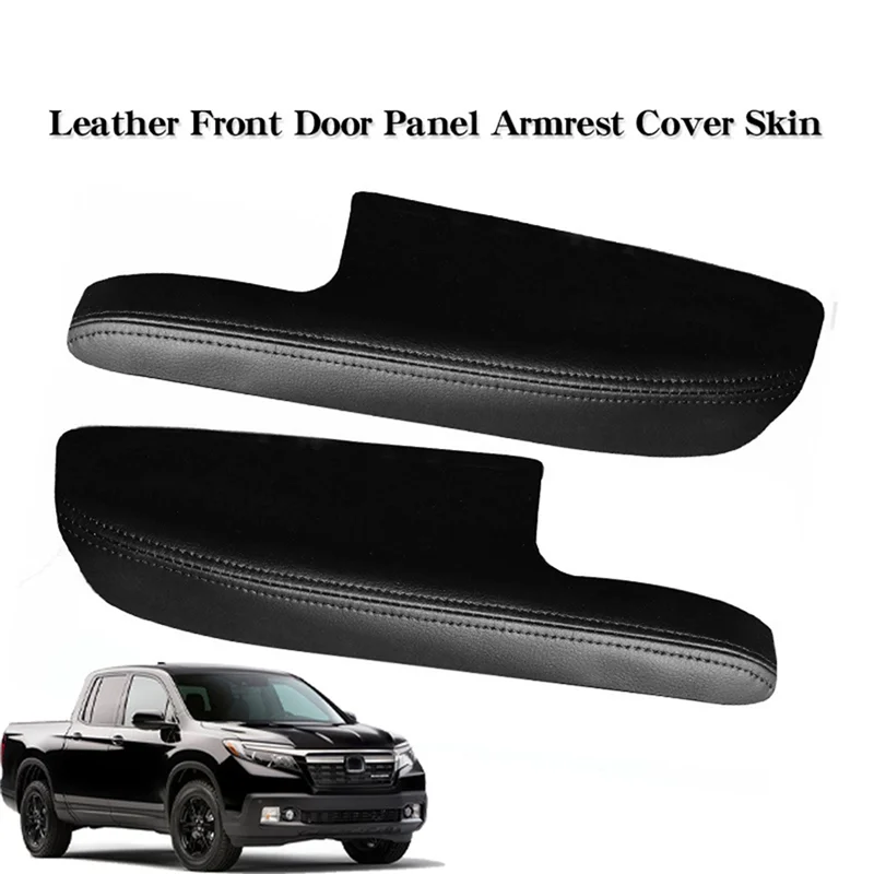 

Для Honda Ridgeline 2009-2014, кожаный интерьер автомобиля из микрофибры, 2 шт., крышка подлокотника передней двери, Черная отделка