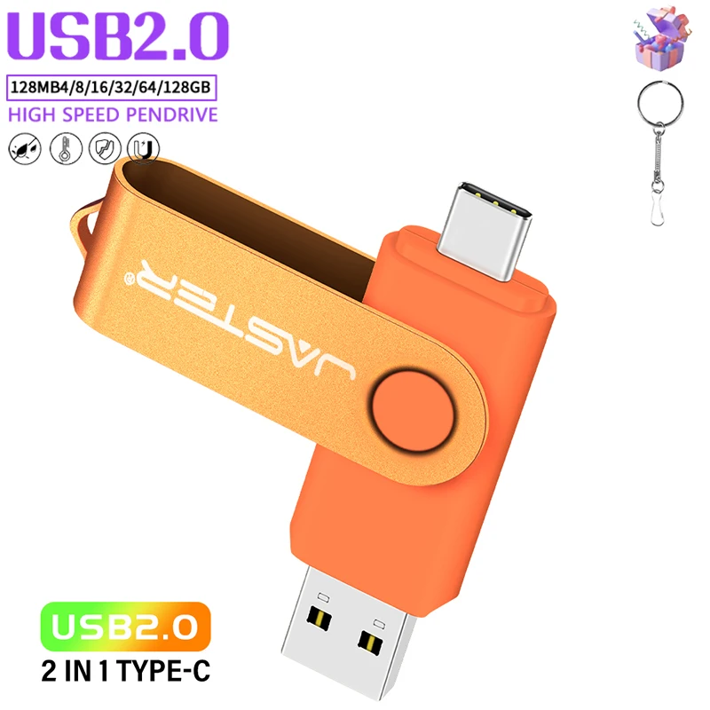 Фото USB-накопитель TYPE-C 128 ГБ 360 °   Мини-ручка свободного вращения, 64 ГБ, бесплатный индивидуальный логотип, USB-флеш-накопители, 32 ГБ, 2IN1, металлический флэш-накопитель, 16 ГБ №1
