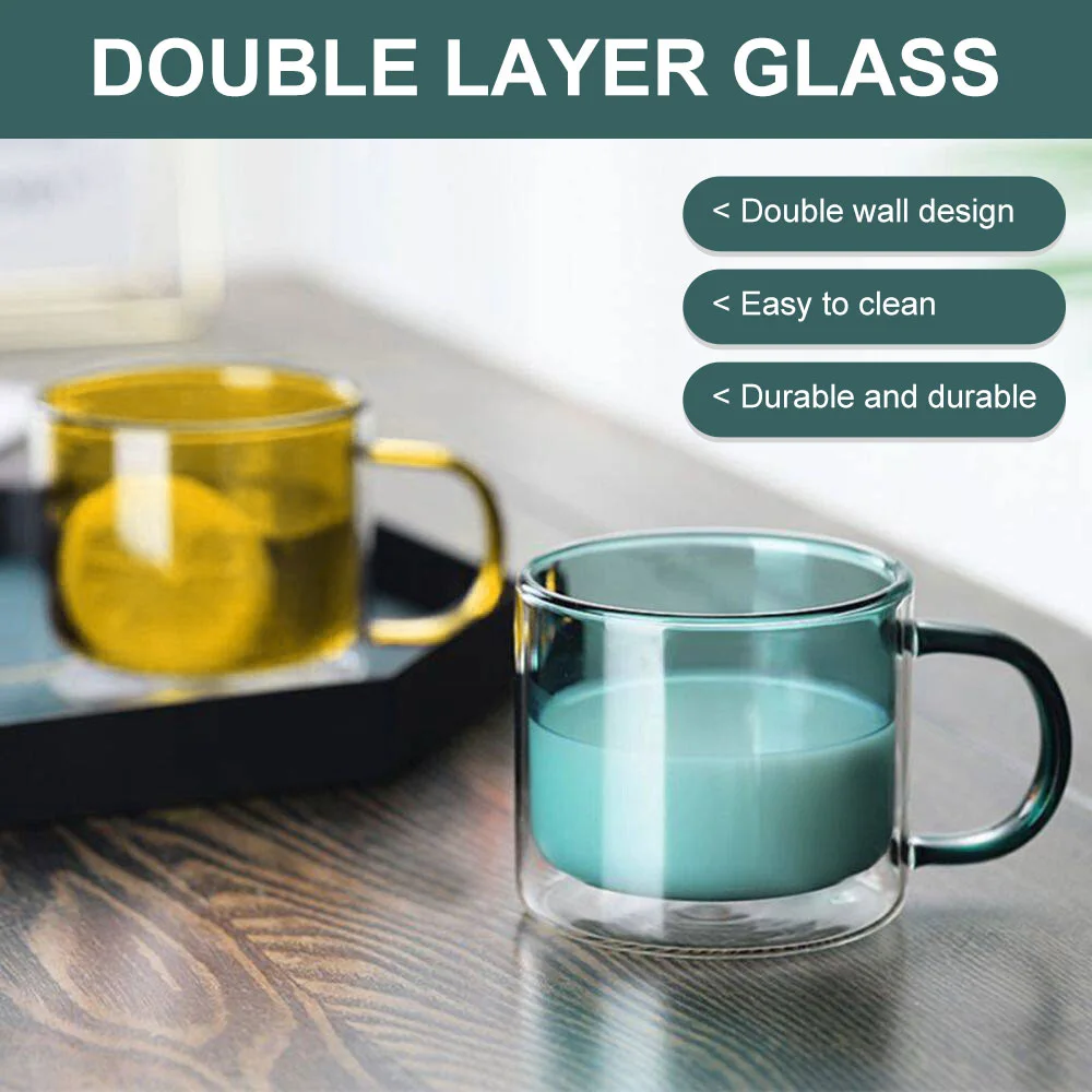 

250ML Double Wall Wine Glasses Drinking Tumbler Whiskey Vodka Cup Coffee Milk Mug Juice Water Cups Colorful Glass Home Drinkware