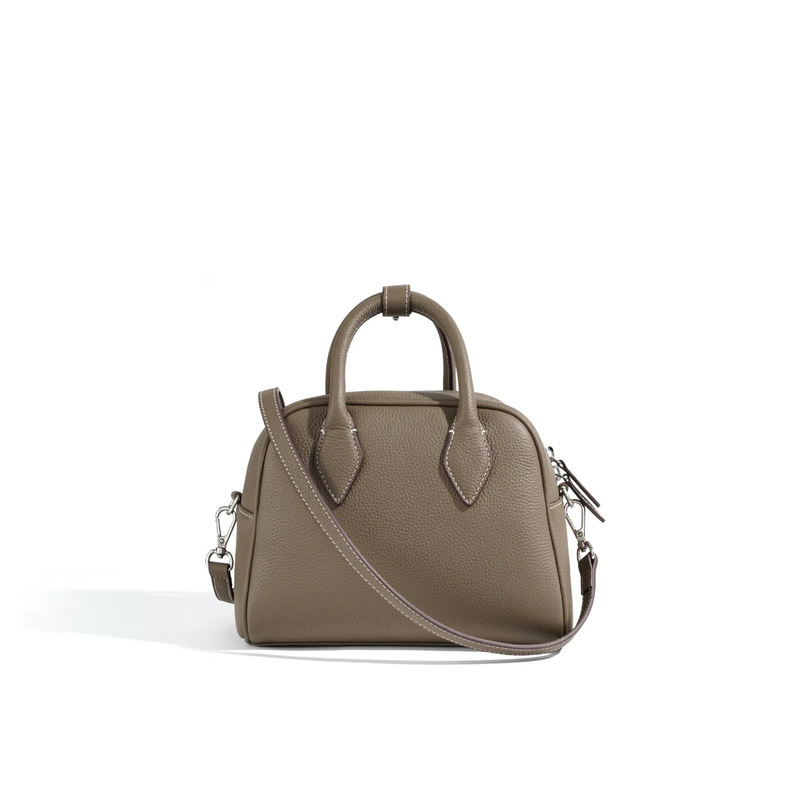 Fashion atmosphere women's bag niche handmade lychee grain head layer cowhide shoulder handbag crossbody Boston women's bag