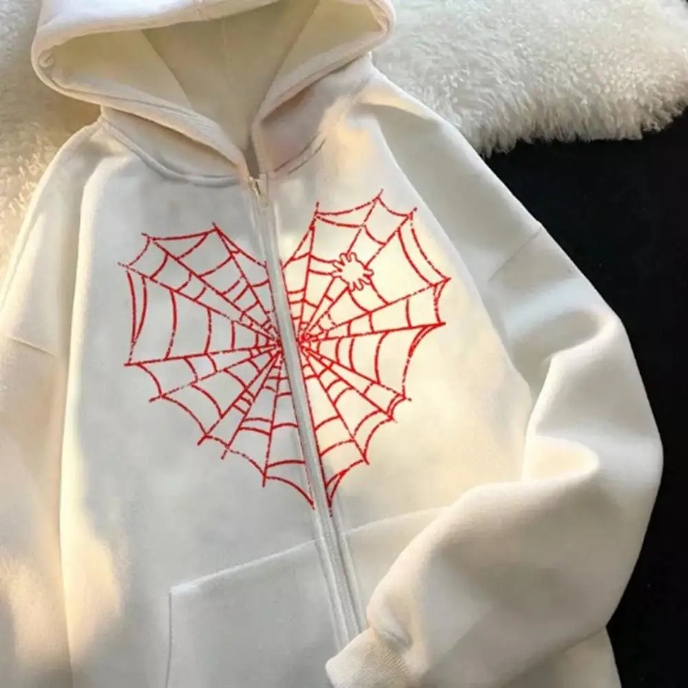 

Gothic Harajuku Women Hoodie Korean Hip Hop Spinneweb Print Fall Jacket Couple Halloween Autumn Sweatshirt y2kclothes sudaderas