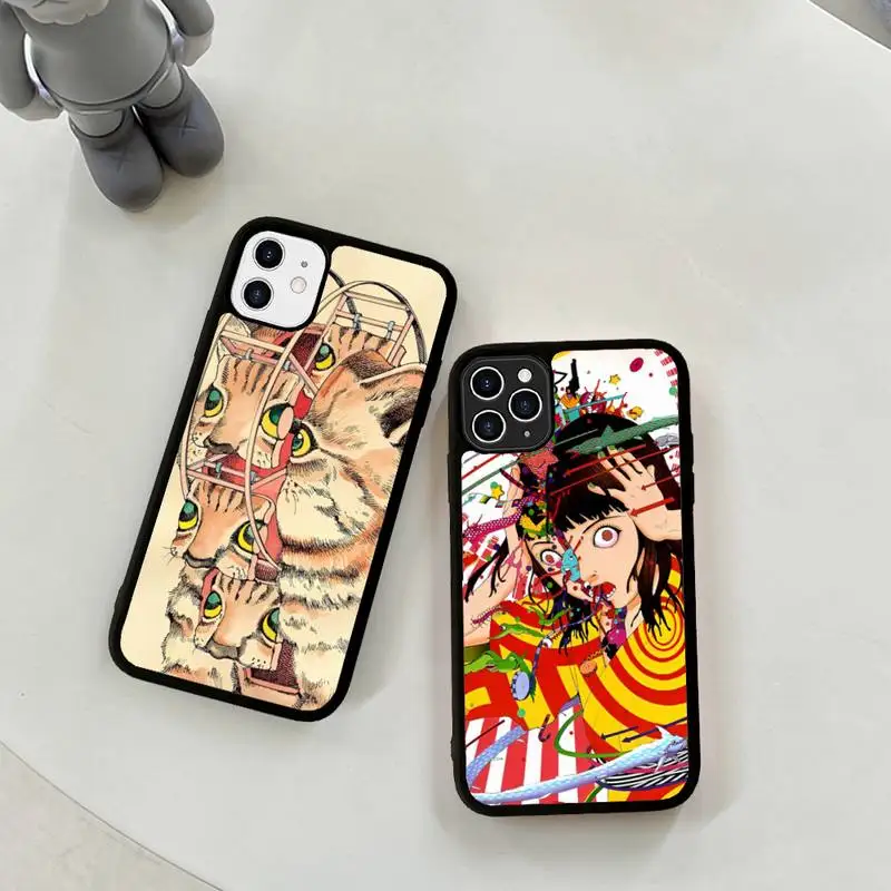 

Shintaro kago Horror cartoons Phone Case Silicone PC+TPU Case for iPhone 11 12 13 Pro Max 8 7 6 Plus X SE XR Hard Fundas